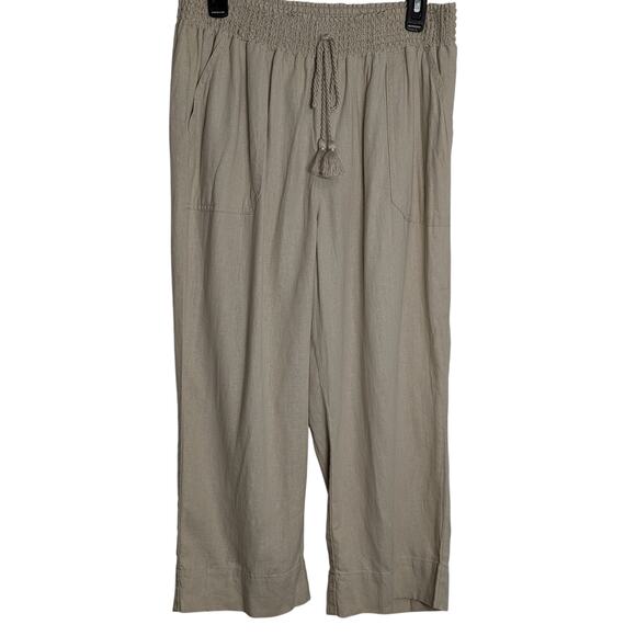 Westbound Woman Plus Size Linen Blend Crop Pull-On Pants 1X - Picture 1 of 6